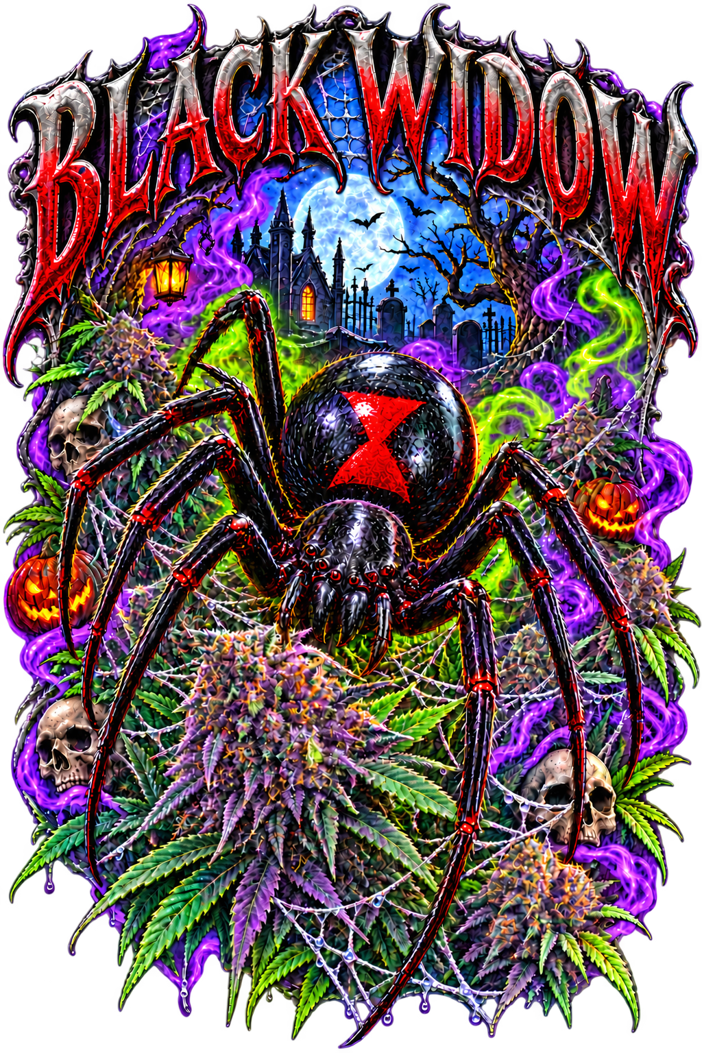 Black Widow graphic T-shirt design