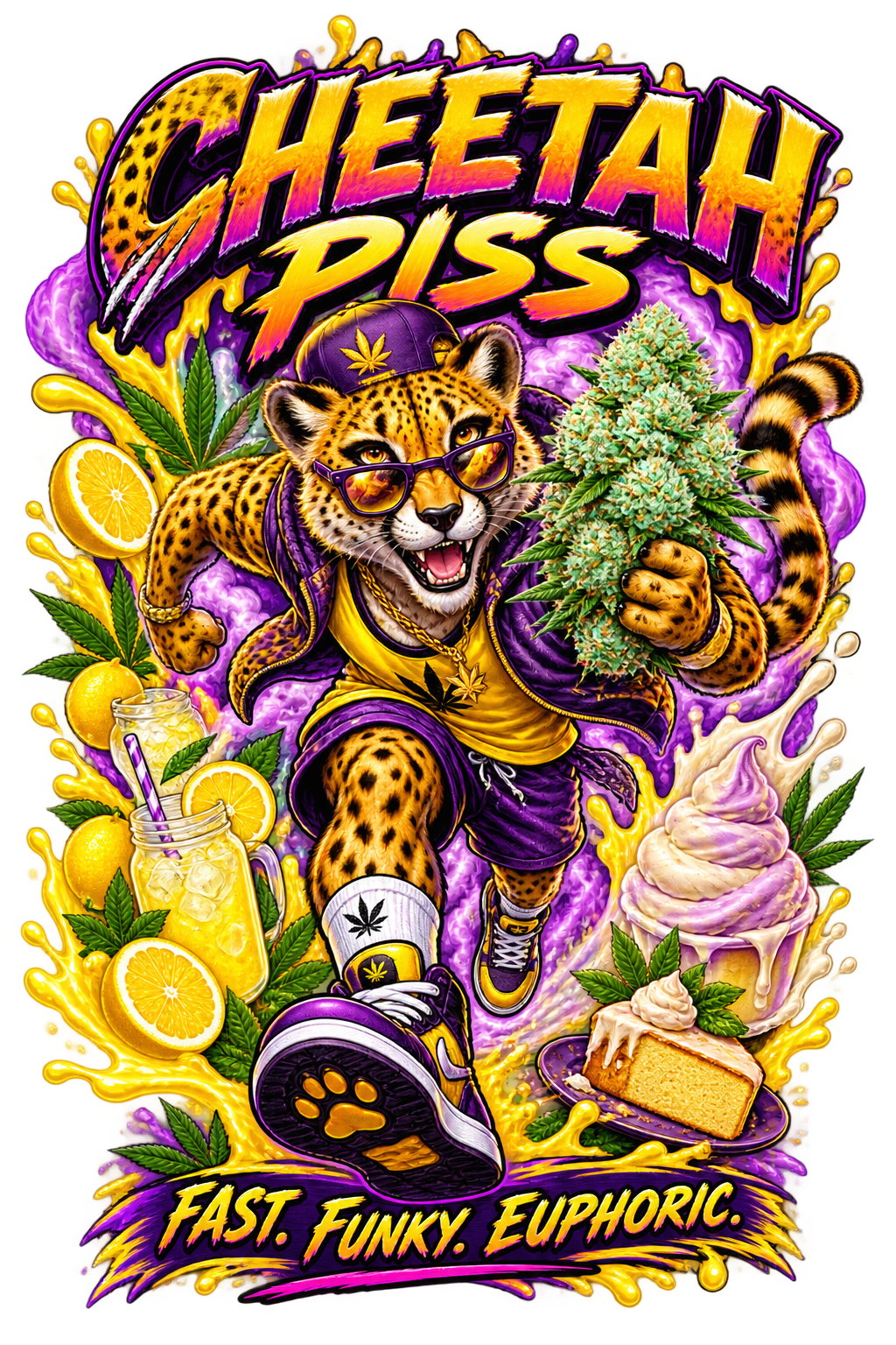 Cheetah Piss graphic T-shirt design