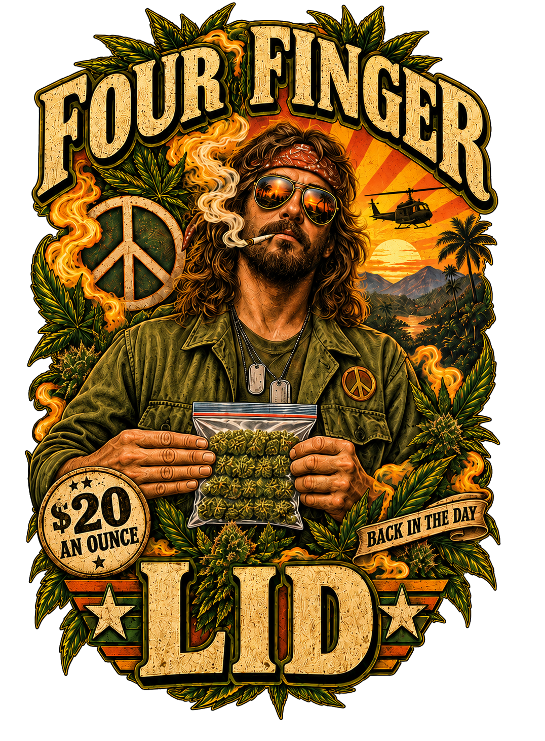 Four Finger Lid graphic T-shirt design