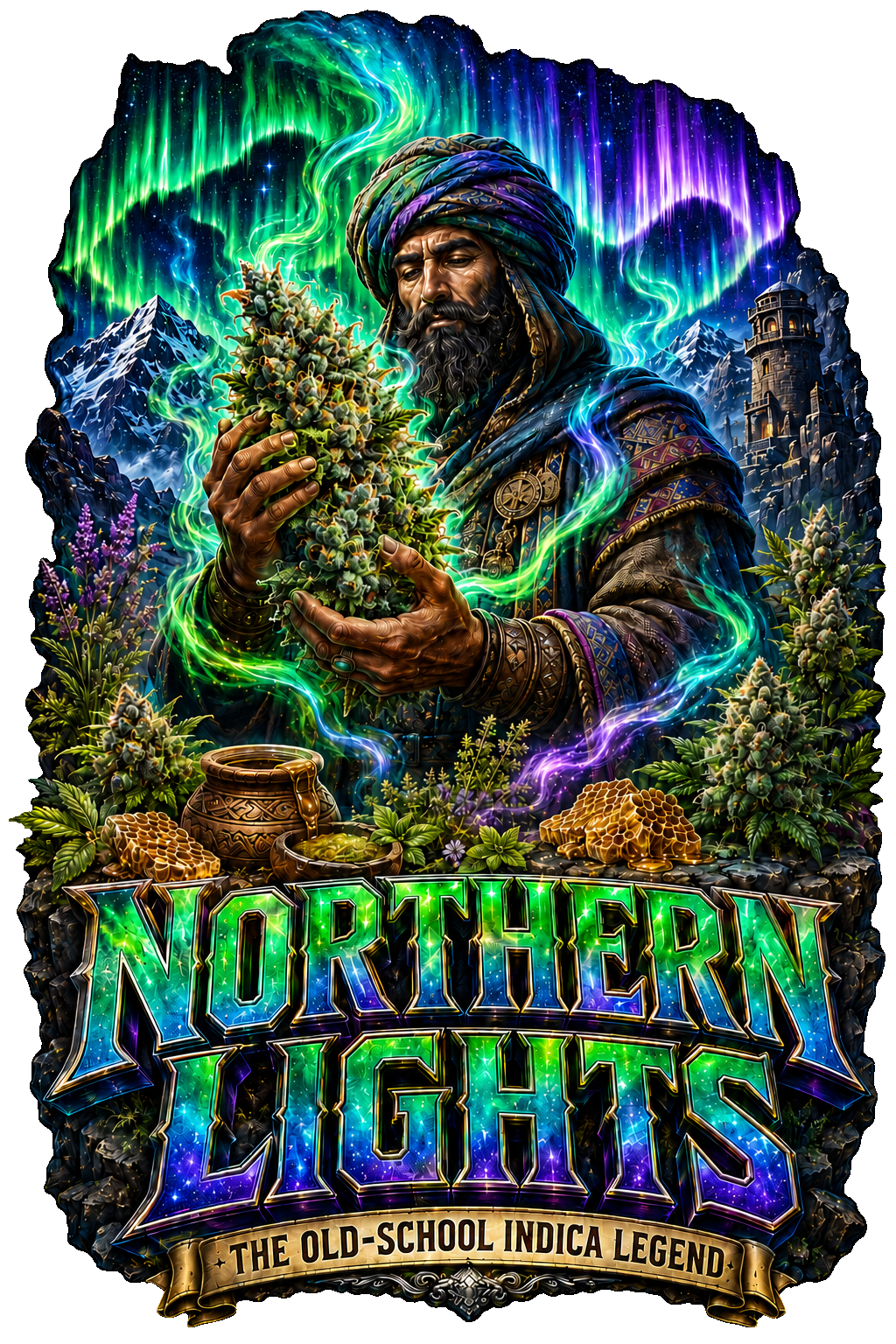 Northern Lights graphic T-shirt design