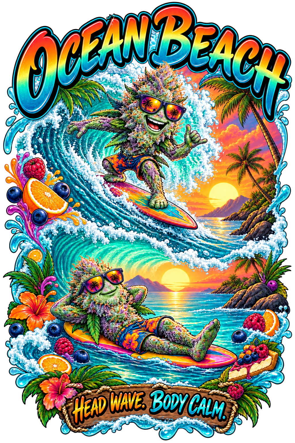 Ocean Beach graphic T-shirt design