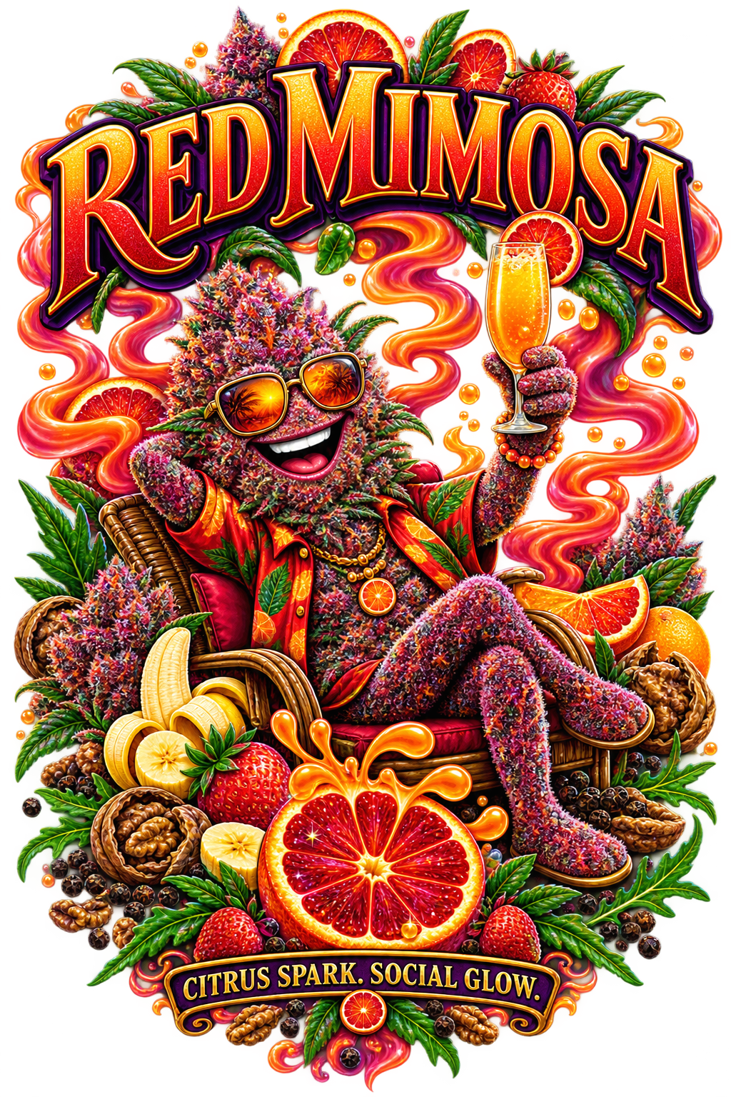 Red Mimosa graphic T-shirt design