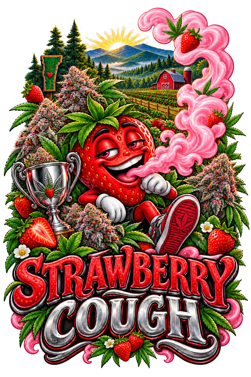Strawberry Cough graphic T-shirt design