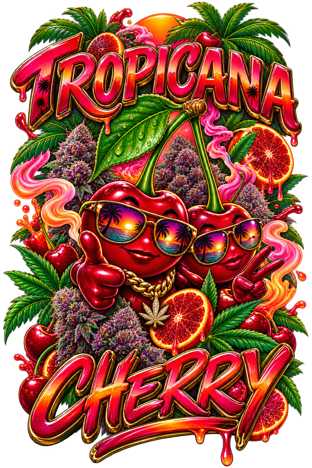 Tropicana Cherry graphic T-shirt design